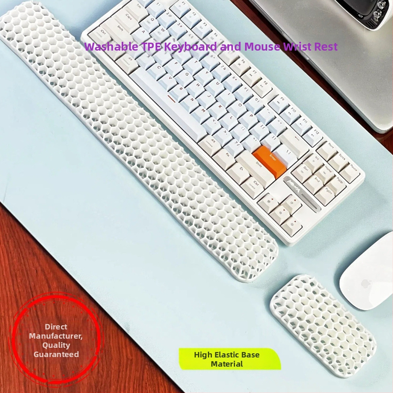 Rokas atbalsta plāksne tastatūrai un pelei – divpusēja TPE ar dobumu dizainu, biroja lietošanai, ūdensizturīgs, pretslīdošs, nolietojumizturīgs, viegli tīrāms