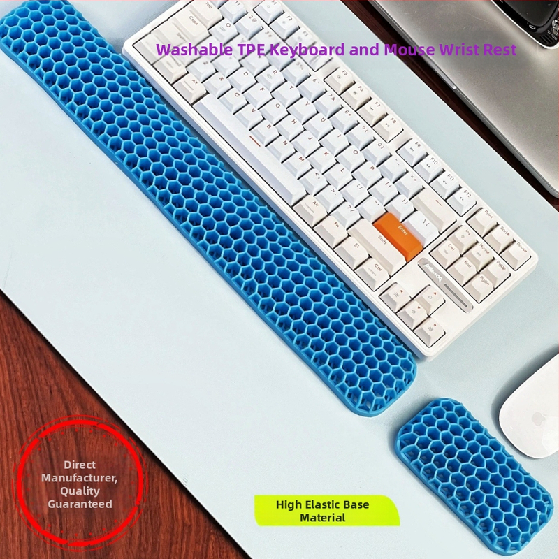 Rokas atbalsta plāksne tastatūrai un pelei – divpusēja TPE ar dobumu dizainu, biroja lietošanai, ūdensizturīgs, pretslīdošs, nolietojumizturīgs, viegli tīrāms