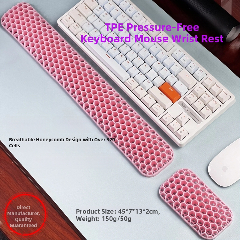 Rokas atbalsta plāksne tastatūrai un pelei – divpusēja TPE ar dobumu dizainu, biroja lietošanai, ūdensizturīgs, pretslīdošs, nolietojumizturīgs, viegli tīrāms