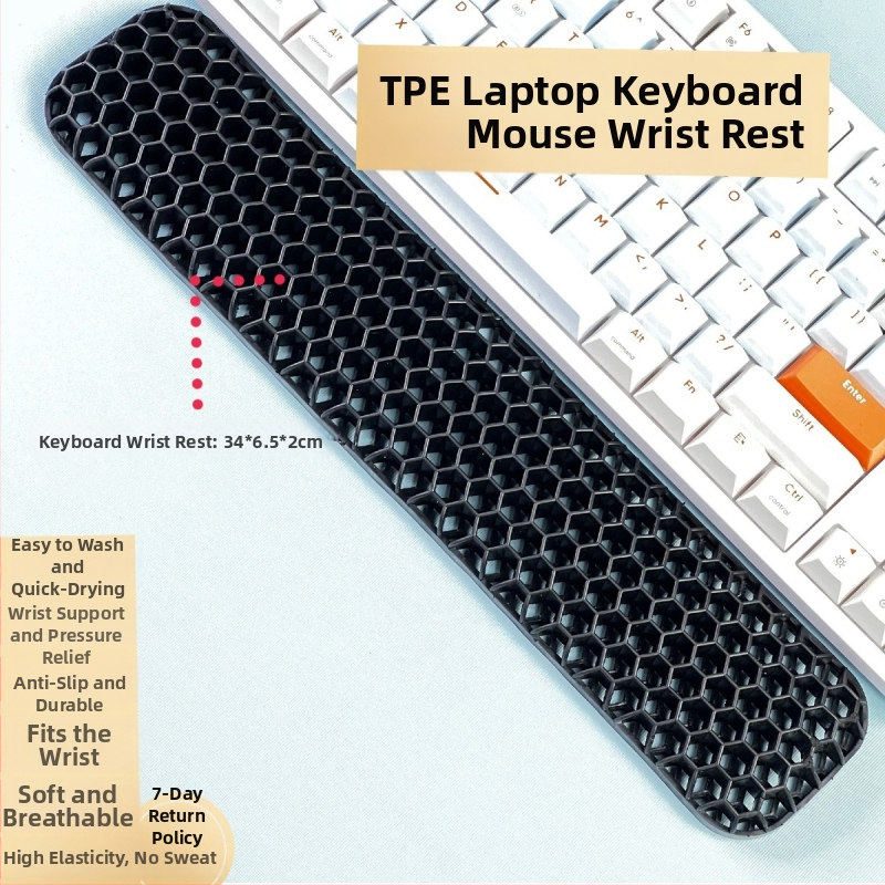 Rokas atbalsta plāksne tastatūrai un pelei – divpusēja TPE ar dobumu dizainu, biroja lietošanai, ūdensizturīgs, pretslīdošs, nolietojumizturīgs, viegli tīrāms
