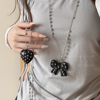 Μακρύ κολιέ, κορεατικό στυλ, κόμβος πεταλούδας, κράμα ψευδάργύρου, Κολιέ 0585