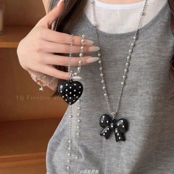 Μακρύ κολιέ, κορεατικό στυλ, κόμβος πεταλούδας, κράμα ψευδάργύρου, Κολιέ 0585