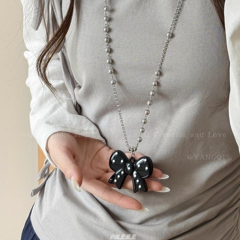 Μακρύ κολιέ, κορεατικό στυλ, κόμβος πεταλούδας, κράμα ψευδάργύρου, Κολιέ 0585