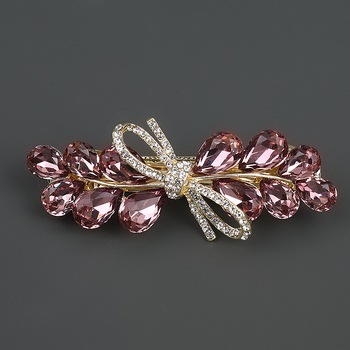 Κλιπ μαλλιών από κράμα ψευδαργύρου με εντοιχισμένα κρύσταλλα, σχέδιο φιόγκο, πολυτελής αίσθηση.