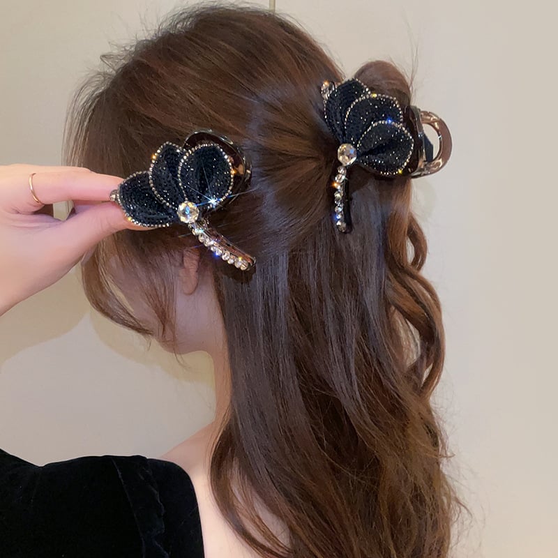 Hepburn stil romantična rhinestone cvjetna klamerica za kosu, ručna izrada, plastična klamerica za žene, japansko-korejski stil
