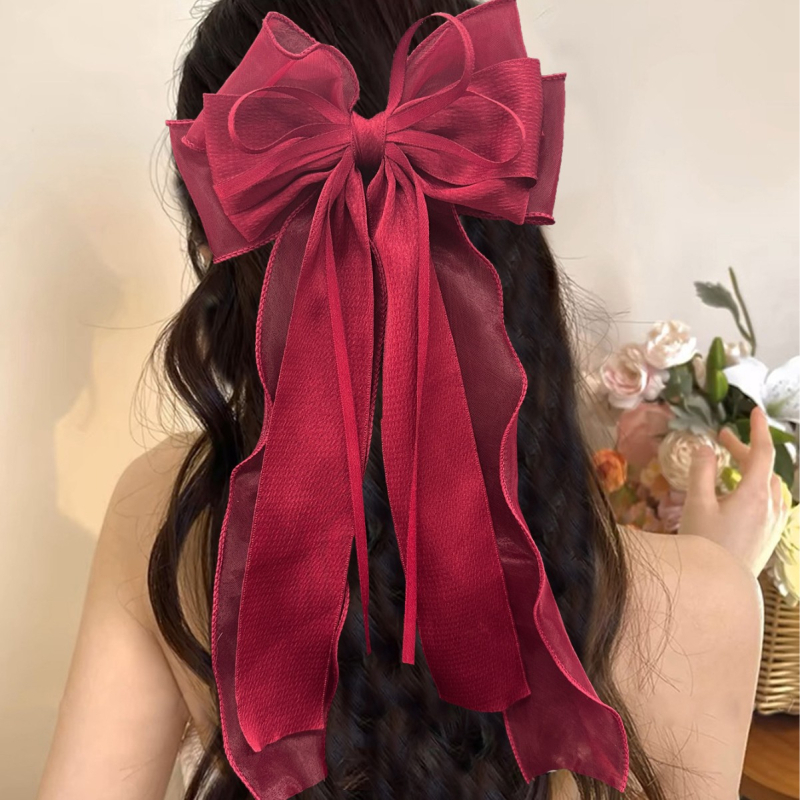 Clip de păr din țesătură cu clip cu arc, elegant, lucrat manual, pentru femei, vara 2024