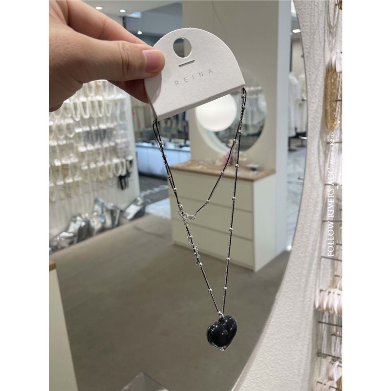 Ogrlica sa srcolikim privjeskom od smole na kugličnom lančiću, elektrogalvanski premaz, Bubble.B, unisex, korejski stil
