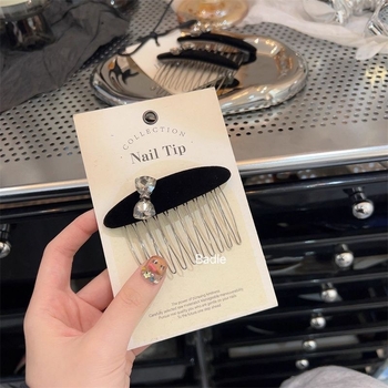 Pieptene pentru păr în stil coreean, din velur cu strasuri, în formă de fundă, lucrat manual, accesoriu vintage pentru cap, iarna 2025