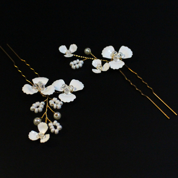 U alakú hajcsat, koreai stílus, virág mintázat, ötvözet, elektroplakolás