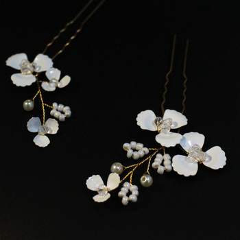 U alakú hajcsat, koreai stílus, virág mintázat, ötvözet, elektroplakolás