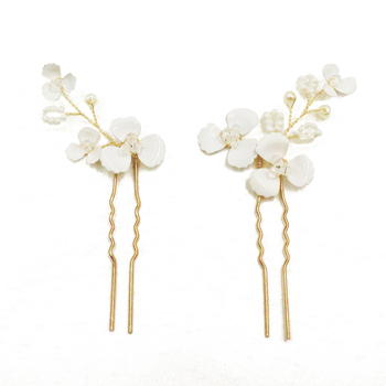 U alakú hajcsat, koreai stílus, virág mintázat, ötvözet, elektroplakolás