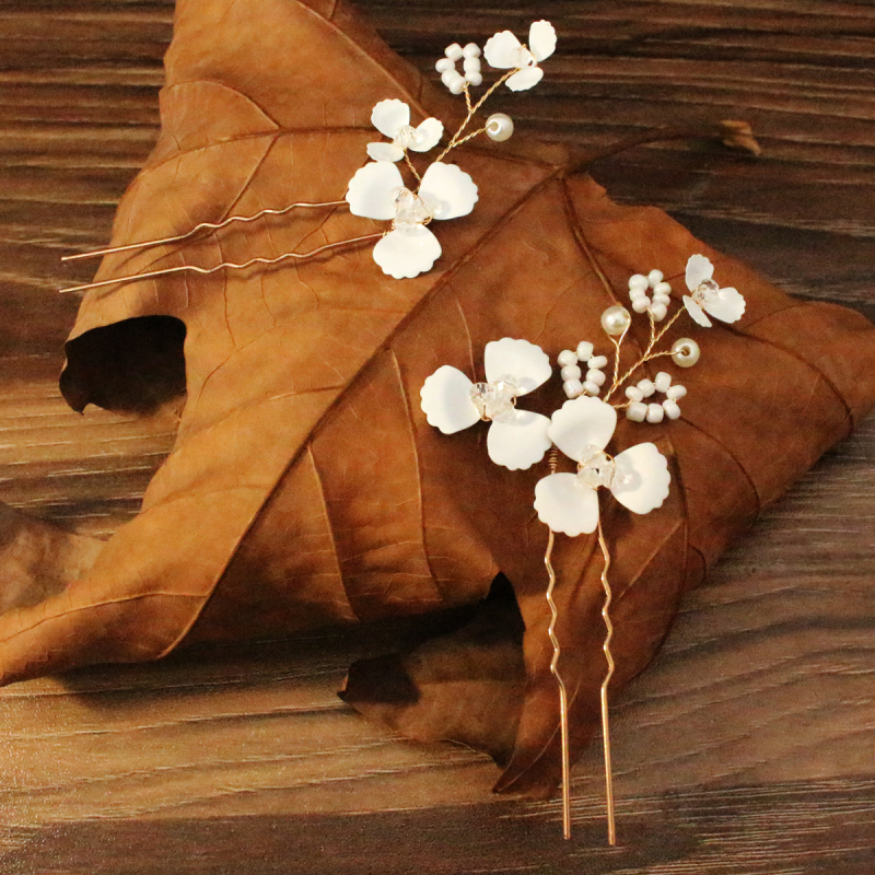 U alakú hajcsat, koreai stílus, virág mintázat, ötvözet, elektroplakolás