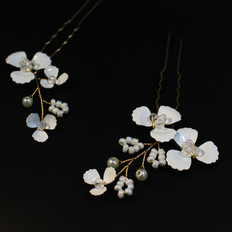 U alakú hajcsat, koreai stílus, virág mintázat, ötvözet, elektroplakolás