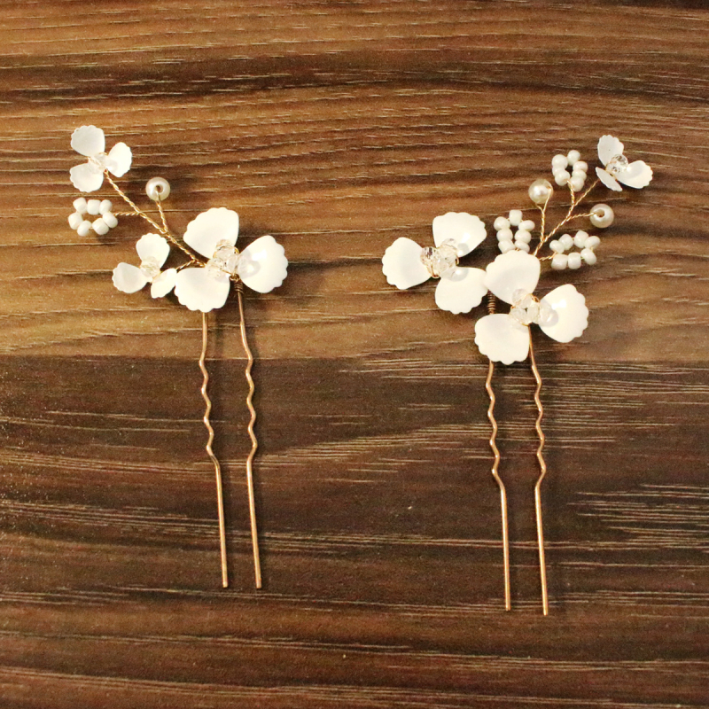 U alakú hajcsat, koreai stílus, virág mintázat, ötvözet, elektroplakolás