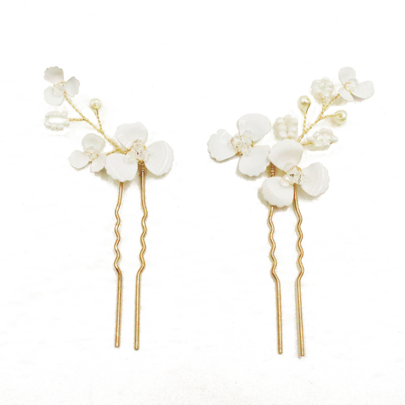 U alakú hajcsat, koreai stílus, virág mintázat, ötvözet, elektroplakolás