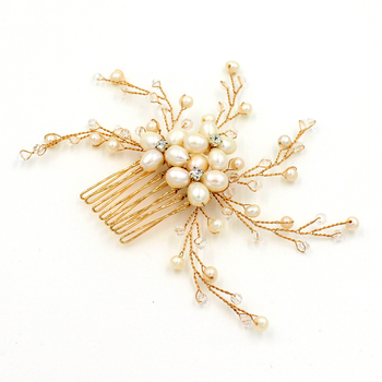 Xinmeiji O313 Vintage perlų gėlės plaukų šukė — rankų darbo vestuvinis aksesuaras