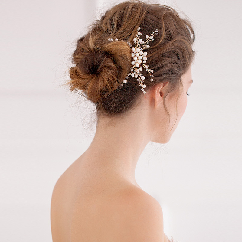 Xinmeiji O313 Vintage perlų gėlės plaukų šukė — rankų darbo vestuvinis aksesuaras