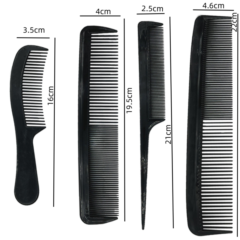 Set frizerskih češljeva: široko i fine zube, ručka miše rep, plastika, porijeklo Zhejiang, za pletenje, rezanje i stiliziranje kovrčave kose