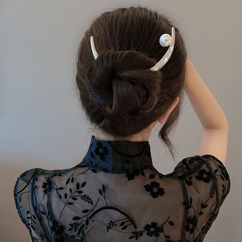 Ötvözet hajcsat, kínai stílus, geometriai dizájn, faragott felület, fejfedő ékszer (Model M-091)