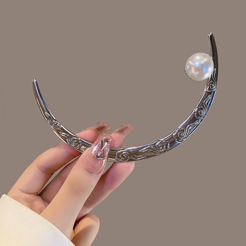 Ötvözet hajcsat, kínai stílus, geometriai dizájn, faragott felület, fejfedő ékszer (Model M-091)