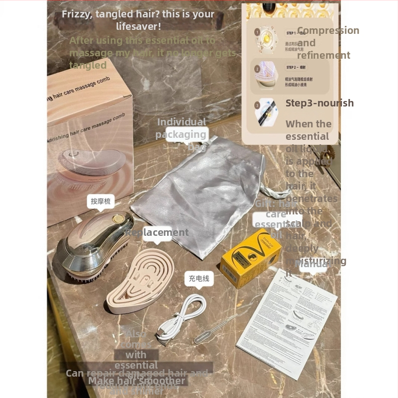 ABS masažni češalj za kosu s Mist Care, električni raspršivač, vibrirajuća glava za njegu vlasišta