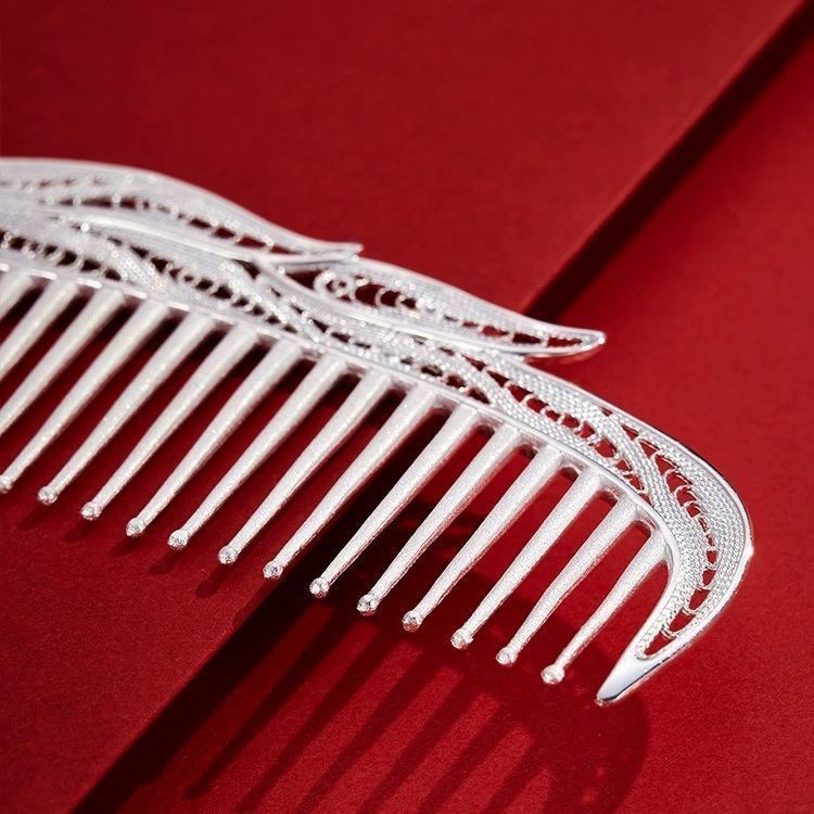 Vario fenikso plaukų šukė, etninio stiliaus moterims, emalio amatų darbas, elektroplatinė danga