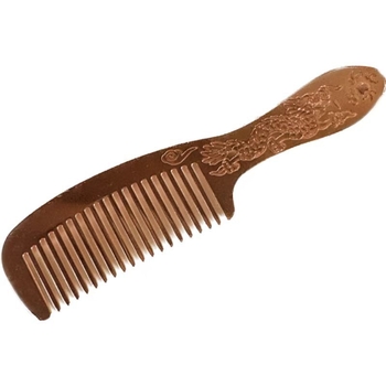 Plaukų šukos (rankų darbas; storesnis varis; drakonų ir fenikso motyvas; poliruotas paviršius)