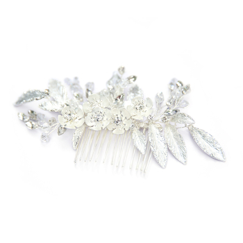 Pieptene de păr pentru mireasă, lucrat manual, cu cristale Rhinestone, design de frunză cu floare, Honey Twig