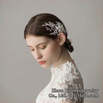 Korėjietiško stiliaus gėlių plaukų aksesuaras rankų austa imitacinėmis perlais