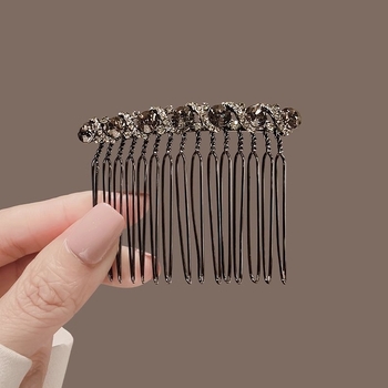 Accesoriu pentru cap: Clește de păr în formă de coroană înclinată, cu cristale, aliaj, placare electro, cristale titan, stil etnic feminin