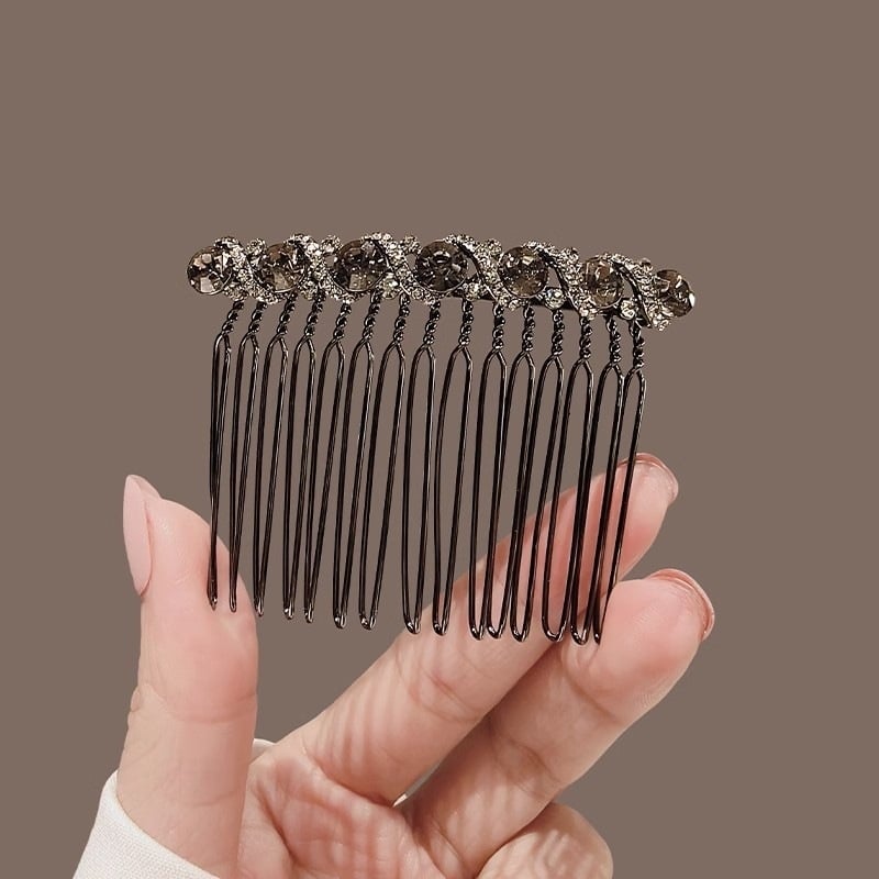 Accesoriu pentru cap: Clește de păr în formă de coroană înclinată, cu cristale, aliaj, placare electro, cristale titan, stil etnic feminin