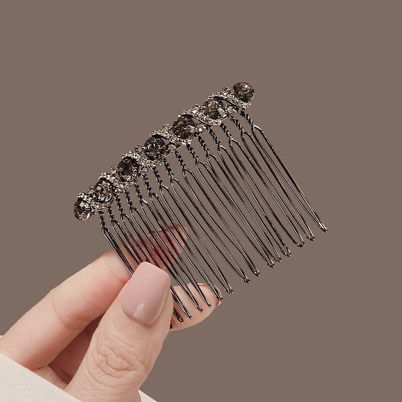 Accesoriu pentru cap: Clește de păr în formă de coroană înclinată, cu cristale, aliaj, placare electro, cristale titan, stil etnic feminin
