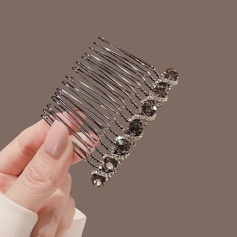 Accesoriu pentru cap: Clește de păr în formă de coroană înclinată, cu cristale, aliaj, placare electro, cristale titan, stil etnic feminin