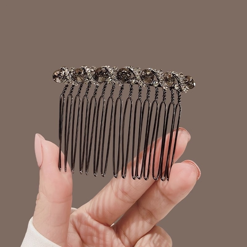 Accesoriu pentru cap: Clește de păr în formă de coroană înclinată, cu cristale, aliaj, placare electro, cristale titan, stil etnic feminin