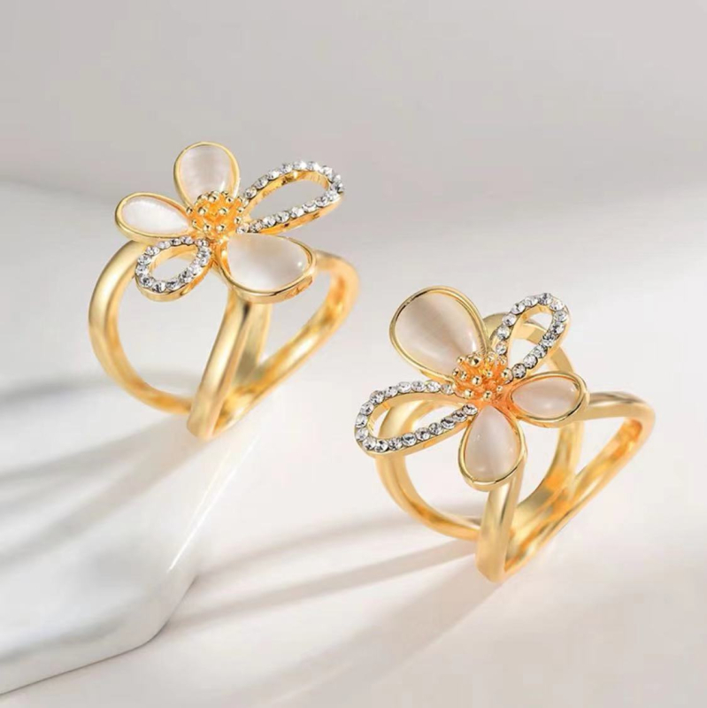 Broš s cvjetnim gumbom za šal i kaput — legura, zlatni uložak, elektroplatiranje, japansko-korejski stil