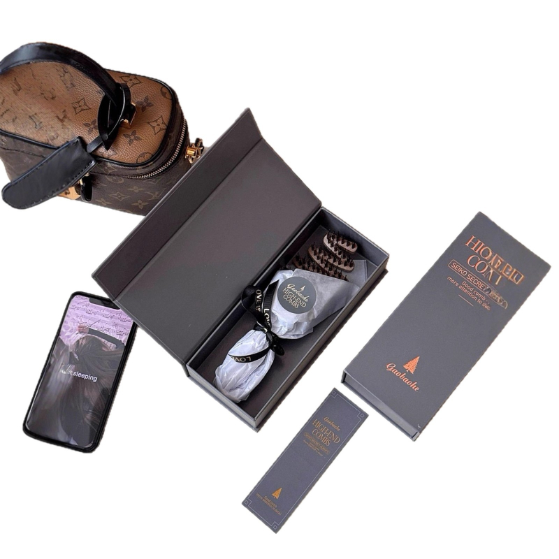 Pieptene pentru scalp cu pernă de aer, Gao Baohe, rășină, peri în formă de con de pin pentru masaj, anti-statice, design portabil cu nervuri