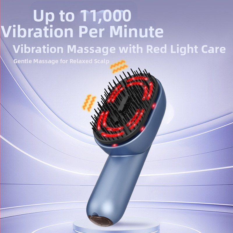 Pieptene de masaj pentru scalp cu pulverizator de ulei esențial și masaj electric cu lumină roșie — portabil, material ABS, brand Neutral, îngrijire acasă a părului