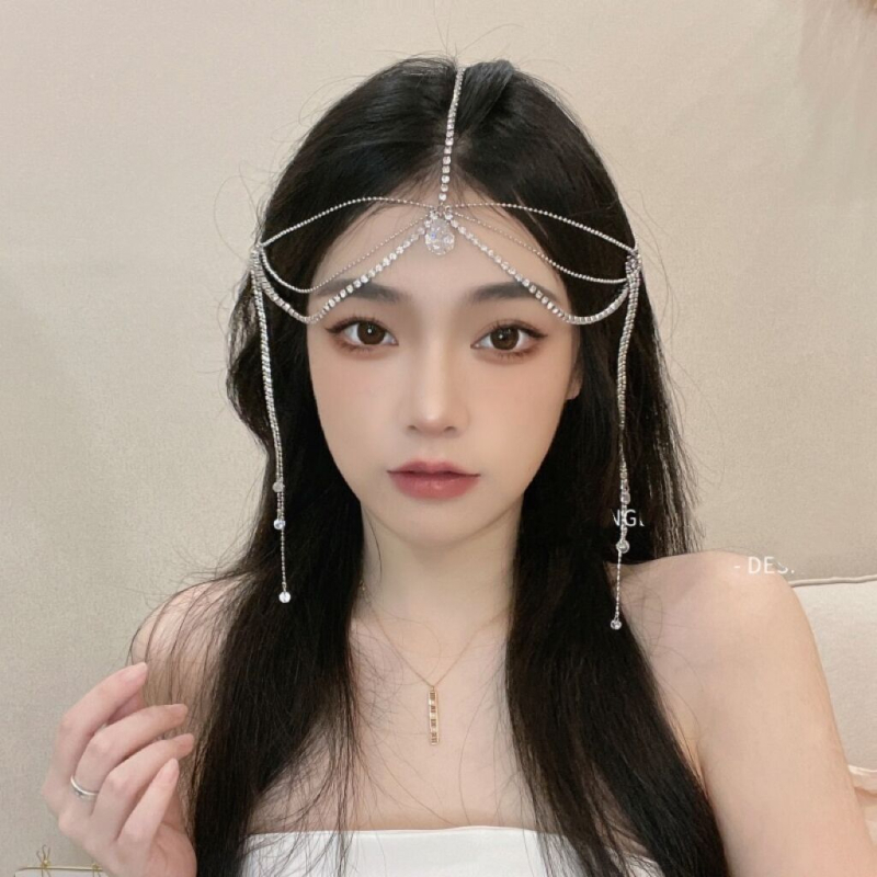 Metalo plaukų aksesuaras su krištolo lašiniu pakabuku, Net Red stilius, elektroplatinimas