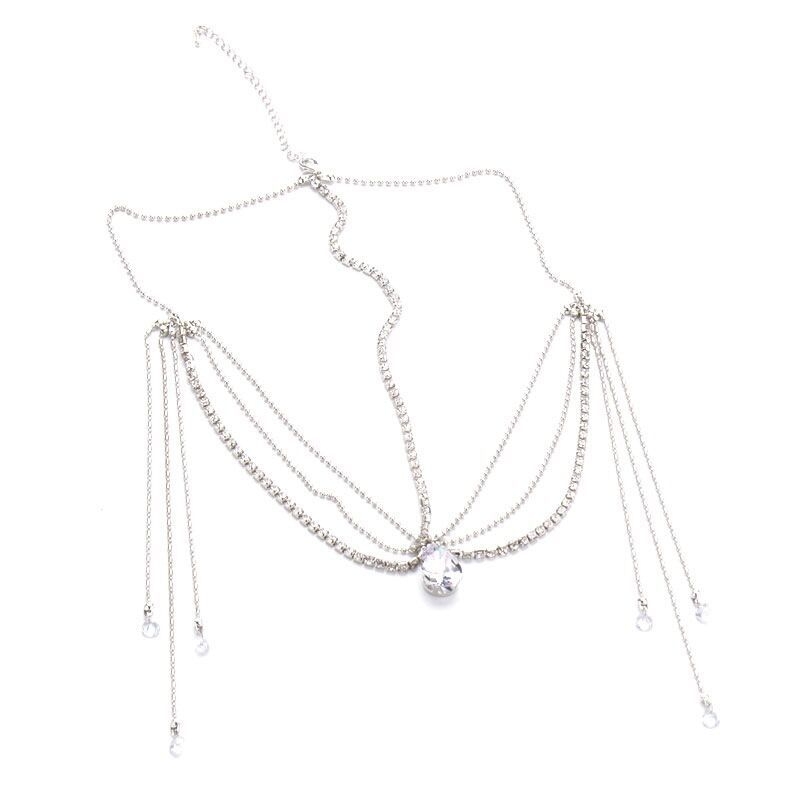 Metalo plaukų aksesuaras su krištolo lašiniu pakabuku, Net Red stilius, elektroplatinimas