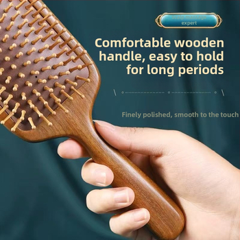 Medinė šukė iš sandalų medžio su oro pagalvės masažui galvos odai ir meridianams, skirta namų naudojimui