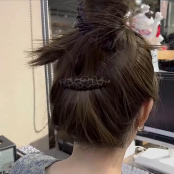 Клип за коса - ръчно изработен, смесени материали, леопардов принт, корейски стил