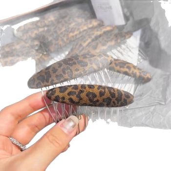Клип за коса - ръчно изработен, смесени материали, леопардов принт, корейски стил