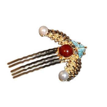 Accesoriu pentru păr în formă de arc, din aliaj, finisaj electroplacat, stil retro chinez inspirat din dinastiile Tang-Song-Ming, primăvara 2025