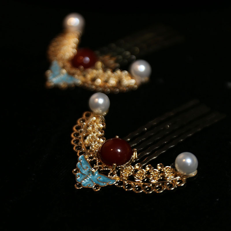 Accesoriu pentru păr în formă de arc, din aliaj, finisaj electroplacat, stil retro chinez inspirat din dinastiile Tang-Song-Ming, primăvara 2025