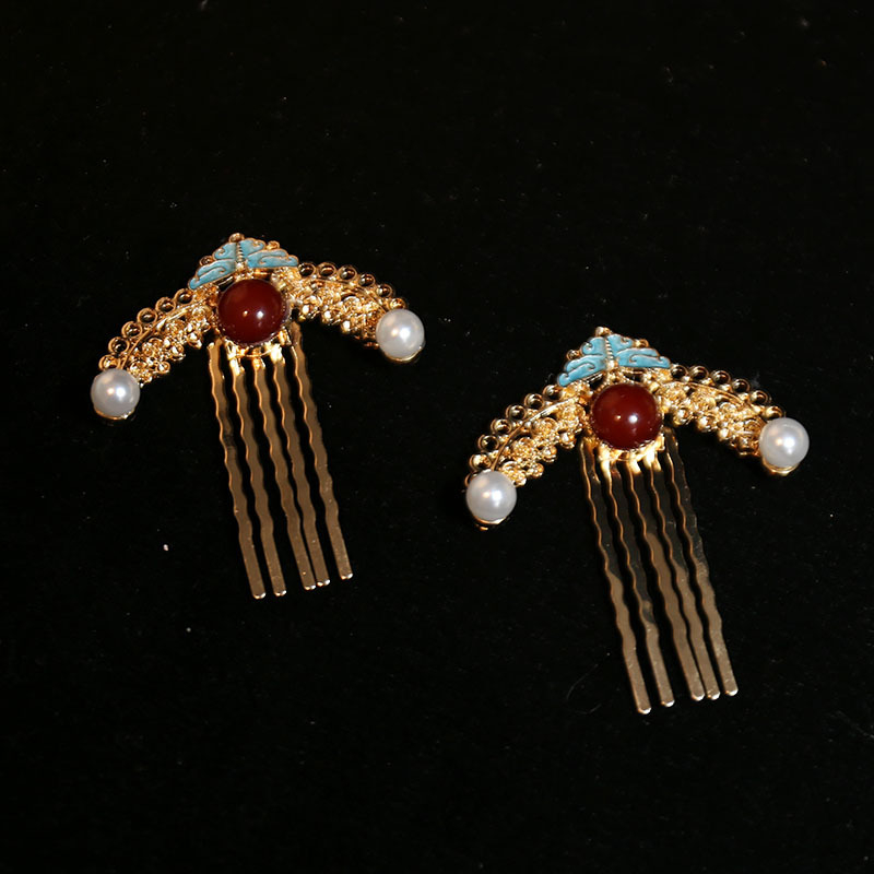 Accesoriu pentru păr în formă de arc, din aliaj, finisaj electroplacat, stil retro chinez inspirat din dinastiile Tang-Song-Ming, primăvara 2025