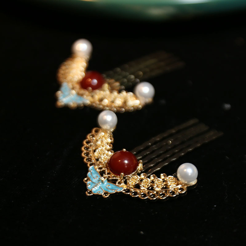 Accesoriu pentru păr în formă de arc, din aliaj, finisaj electroplacat, stil retro chinez inspirat din dinastiile Tang-Song-Ming, primăvara 2025