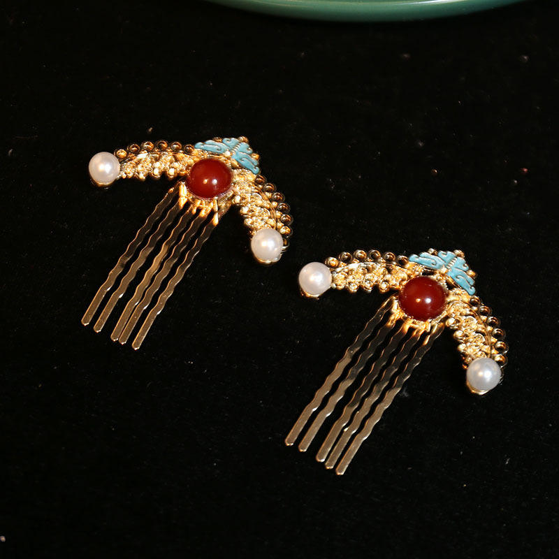 Accesoriu pentru păr în formă de arc, din aliaj, finisaj electroplacat, stil retro chinez inspirat din dinastiile Tang-Song-Ming, primăvara 2025