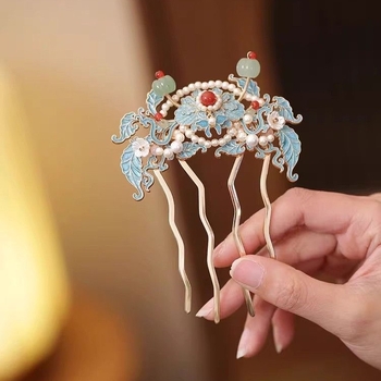 Pieptene de păr cu floare – Vintage, aliaj, lucrat manual, accesoriu pentru femei