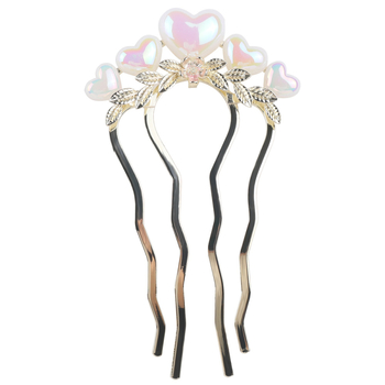 Agrafă de păr cu perle și formă în U, din aliaj, electroplată, cristal alb