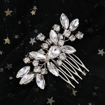 Χειροποίητο αξεσουάρ μαλλιών σε σχήμα λουλουδιού με κρύσταλλα, με μικρή πλευρική χτένα για γυναίκες